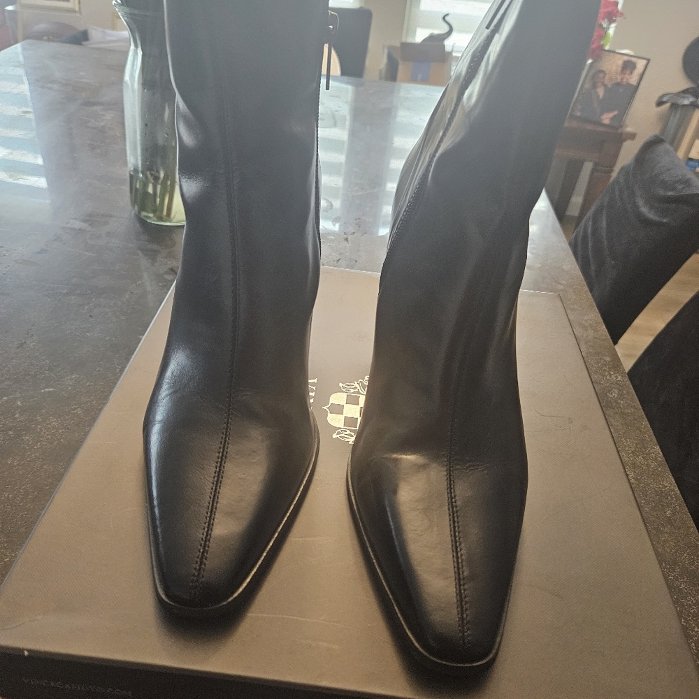 Vince Camuto Allie Womens Leather Stacked Heel Booties Black Size - 11M